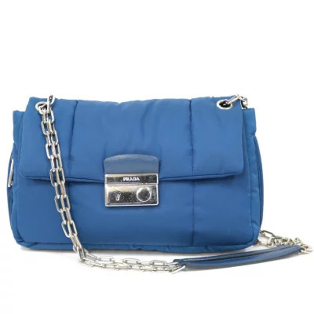 Prada Tessuto Bomber Sound Lock Chain shoulder bag blue